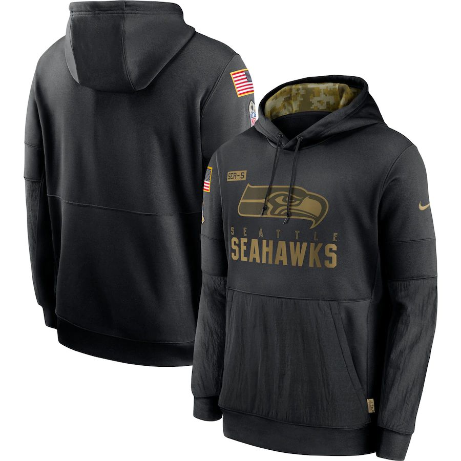 Men Seattle Seahawks Black Salute To Service Hoodie Nike NFL Jerseys